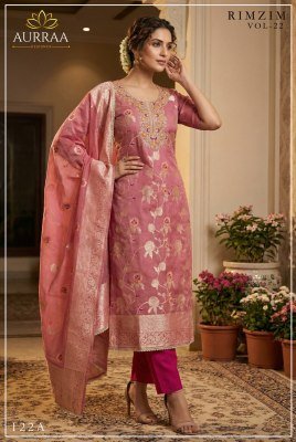 AURRAA RIMZIM Vol-22 Readymade Banarasi Cotton Silk 3-Piece Suit 