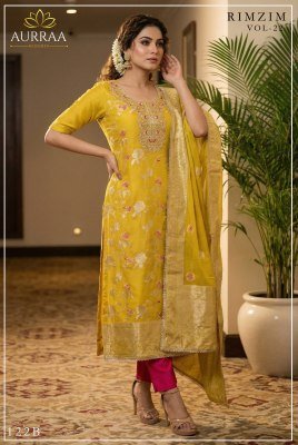 AURRAA RIMZIM Vol-22 Readymade Banarasi Cotton Silk 3-Piece Suit kurti pant with dupatta Catalogs