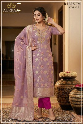 AURRAA RIMZIM Vol-22 Readymade Banarasi Cotton Silk 3-Piece Suit kurti pant with dupatta Catalogs