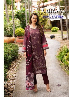 Aabyaan Sana Safina Vol 5 Karachi Style Pure Cotton Unstitched Designer Suit Wholesale pakistani suit catalogs
