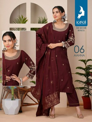 Aahana by Kaya straight cut roman silk embroidered readymade suit catalogue at affordable rate readymade suit catalogs