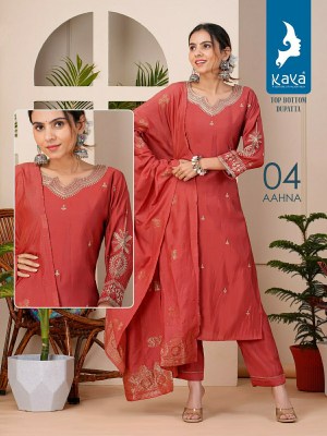 Aahana by Kaya straight cut roman silk embroidered readymade suit catalogue at affordable rate readymade suit catalogs
