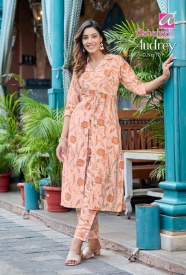 Aahanaas new Audrey Modal chanderi Prints designer Kurti collection  kurtis catalogs