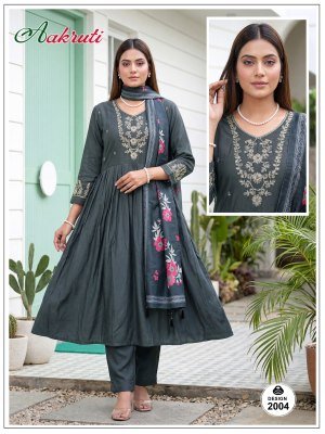 Aakruti Vol. 2 Roman Silk Plain Kurti Pant with Digital Dupatta Set kurti pant with dupatta Catalogs