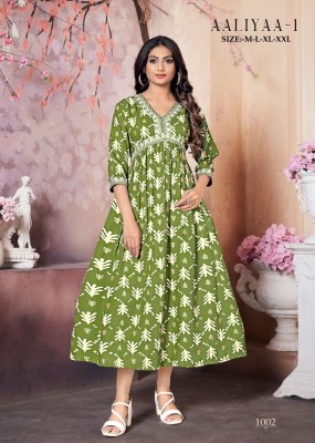 Aaliyaa 1 present heavy rayon embroidered sequence work kurti catalogue  kurtis catalogs