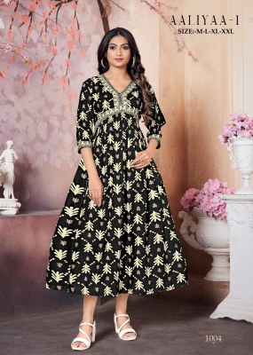 Aaliyaa 1 present heavy rayon embroidered sequence work kurti catalogue  kurtis catalogs