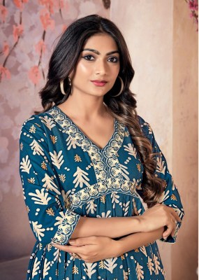 Aaliyaa 1 present heavy rayon embroidered sequence work kurti catalogue  kurtis catalogs