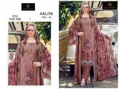 Aaliz Prints Aaliya Embroidery Collection Vol 16 Unstitched Cotton Suit Set with Digital Style Print Embroidered Neck Work Cotton Bottom Cotton Mal Du dress material catalogs