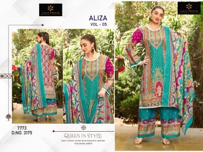 Aaliz Prints Aaliza Vol 5 Unstitched Cotton Digital Print Suit with Embroidery Neck  Mirror Work  Printed Bottom  Cotton Mal Dupatta Wholesale dress material catalogs
