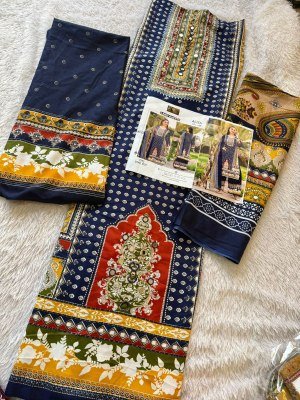 Aaliz Prints Aaliza Vol 5 Unstitched Cotton Digital Print Suit with Embroidery Neck  Mirror Work  Printed Bottom  Cotton Mal Dupatta Wholesale dress material catalogs