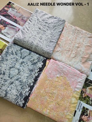 Aaliz Prints Needle Wonder Vol 1 Embroidery Neck Cotton Digital Print Dress Material Wholesale Ethnic Suits dress material catalogs