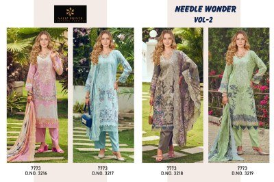 Aaliz Prints Needle Wonder Vol 2 Cotton Dress Material with Embroidered Neck Wholesale Collection dress material catalogs