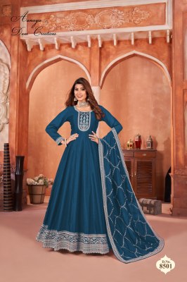 Aanaya vol 185 fancy long designer plain gown with dupatta catalogue at affordable rate Amavi