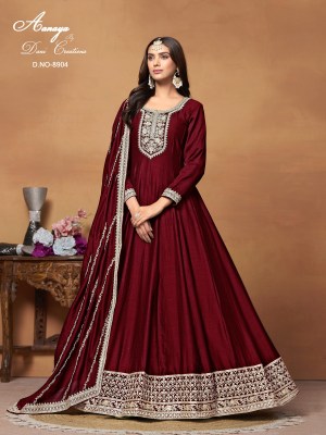  Aanaya vol 189 art silk designer long gown with dupatta catalogue at low rate Amavi