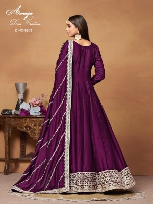  Aanaya vol 189 art silk designer long gown with dupatta catalogue at low rate gown catalogs
