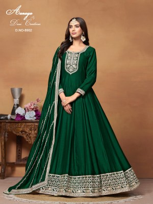  Aanaya vol 189 art silk designer long gown with dupatta catalogue at low rate gown catalogs
