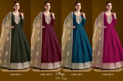 Aanaya vol 207 Fancy Chanderi Butti long gown with Dupatta collection  gown catalogs