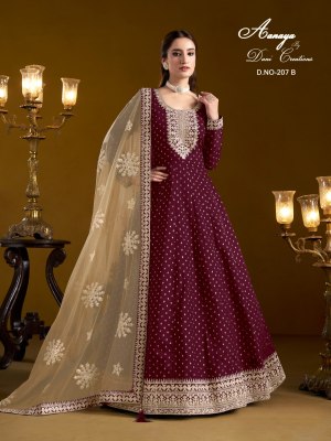 Aanaya vol 207 Fancy Chanderi Butti long gown with Dupatta collection  gown catalogs