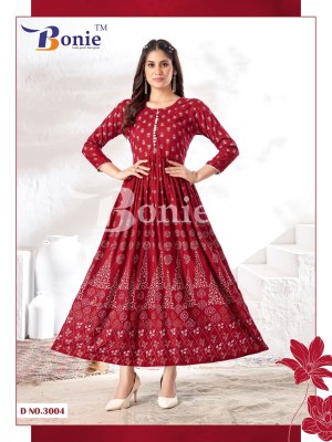 Aanchal 3 by Boine reyon printed ghera long kurti catalogue at amaviexpo kurtis catalogs