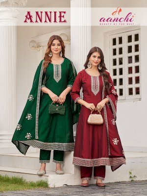 Aanchi Annie 3Pc Set Crystal Silk Top  Bottom And Dupatta Premium Flair Concept Ethnic Wear Wholesale Product Aanchi 