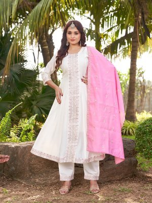Aanchi Bhavini Premium Roman Silk Flair Kurta Set Pant with Designer Dupatta Wholesale kurtis catalogs