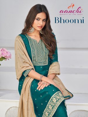 Aanchi Bhoomi Designer Vichitra Silk Straight Top Bottom with Fancy Dupatta Wholesale kurtis catalogs