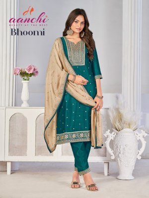 Aanchi Bhoomi Designer Vichitra Silk Straight Top Bottom with Fancy Dupatta Wholesale kurtis catalogs