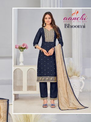 Aanchi Bhoomi Designer Vichitra Silk Straight Top Bottom with Fancy Dupatta Wholesale kurtis catalogs