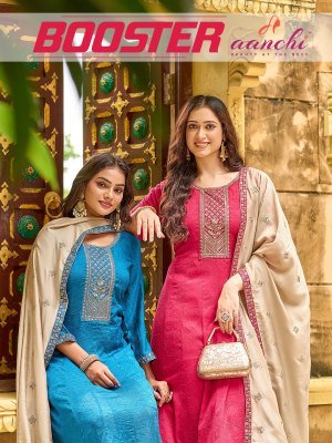 Aanchi Booster Fancy Flair Suit Set Fancy Fabric Top And  Bottom with Fancy Dupatta Work Wholesale kurtis catalogs