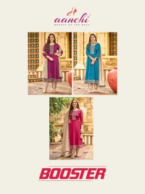 Aanchi Booster Fancy Flair Suit Set Fancy Fabric Top And  Bottom with Fancy Dupatta Work Wholesale kurtis catalogs