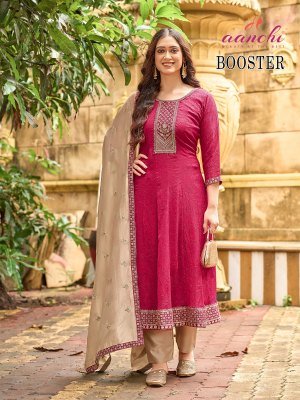 Aanchi Booster Fancy Flair Suit Set Fancy Fabric Top And  Bottom with Fancy Dupatta Work Wholesale kurtis catalogs