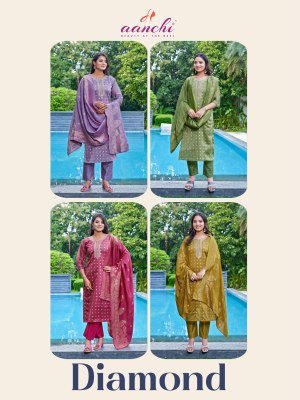 Aanchi Diamond Straight Suit Set with Tissue Butti Top, Santoon Bottom And Fancy Digital Dupatta Wholesale kurtis catalogs
