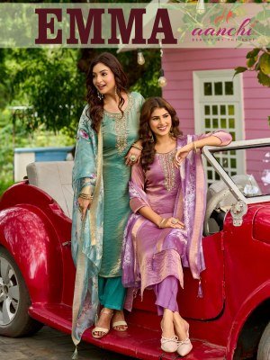 Aanchi Emma Fancy Santoon Kurti with Digital Dupatta Wholesale Ethnic Wear kurti pant with dupatta Catalogs