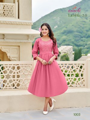  Aanchi Farishta 2.0 Designer Flair Kurti  Roman Shimmer Fabric, Fancy Embroidered Neck Wholesale kurtis catalogs