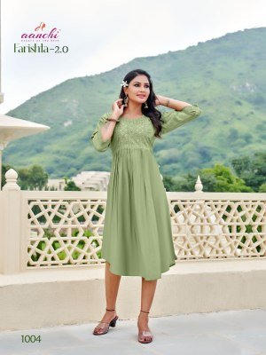  Aanchi Farishta 2.0 Designer Flair Kurti  Roman Shimmer Fabric, Fancy Embroidered Neck Wholesale kurtis catalogs