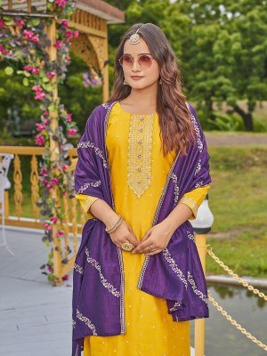 Aanchi Masoom 3 Piece Set Rapido Silk Top And  Bottom with Vichitra Silk Dupatta Embroidery Straight Suit Catalogue Wholesale kurti pant with dupatta Catalogs