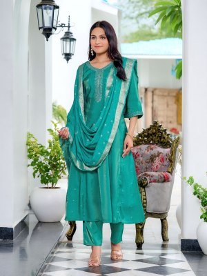 Aanchi Morni Flair Kurti Set  Roman Shimmer Top And Bottom with Fancy Self Jacquard Dupatta Wholesale kurtis catalogs