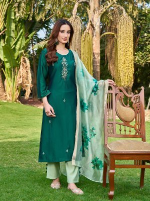 Aanchi Nice Elegant Rangeela Silk Straight Kurta Set with Contrast Roman Pant And Fancy Dupatta Wholesale kurtis catalogs