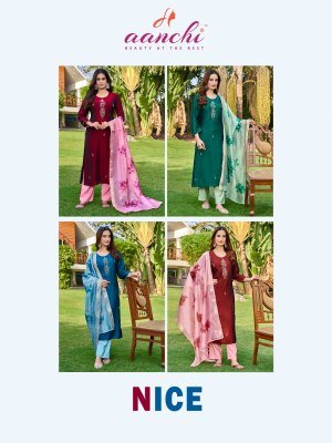Aanchi Nice Elegant Rangeela Silk Straight Kurta Set with Contrast Roman Pant And Fancy Dupatta Wholesale kurtis catalogs