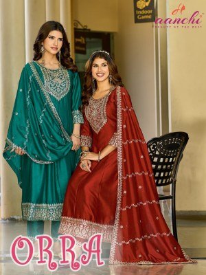Aanchi Orra Vichitra Silk Embroidered Suit Set with Fancy Embroidered Dupatta 