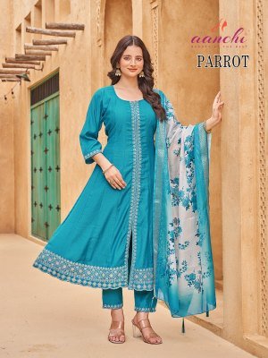 Aanchi Parrot Flair Collection Vatican Kurti  Bottom And Digital Print Dupatta Wholesale kurtis catalogs