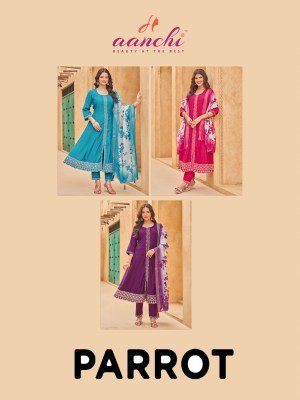 Aanchi Parrot Flair Collection Vatican Kurti  Bottom And Digital Print Dupatta Wholesale kurtis catalogs