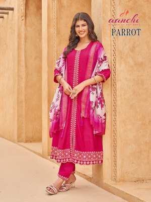 Aanchi Parrot Flair Collection Vatican Kurti  Bottom And Digital Print Dupatta Wholesale kurtis catalogs