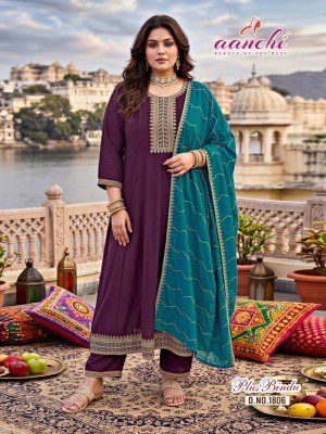 Aanchi Plus Bindu Vichitra Silk Plus Size Suit Set with Contrast Fancy Dupatta readymade suit catalogs
