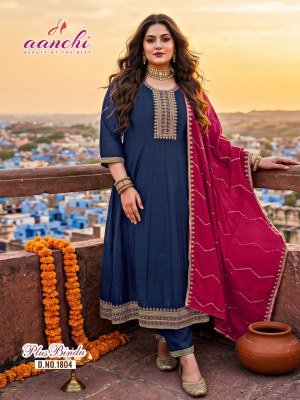 Aanchi Plus Bindu Vichitra Silk Plus Size Suit Set with Contrast Fancy Dupatta readymade suit catalogs