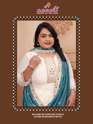 Aanchi Plus Crystal 2 0 Size Big Size 3 Piece Set Vichitra Silk Kurti Bottom And Fancy Dupatta Wholesale kurti pant with dupatta Catalogs