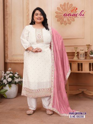 Aanchi Plus Crystal 2 0 Vichitra Silk Straight Suit Set Pant with Fancy Dupatta Wholesale kurtis catalogs