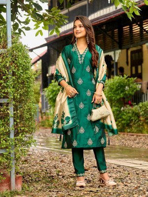 Aanchi Plus Venus 3Pc Rangeela Silk Straight Suit Set with Fancy Digital Dupatta Wholesale Catalog kurti pant with dupatta Catalogs