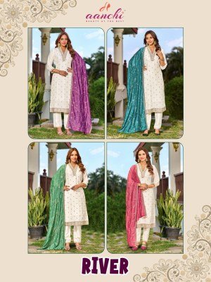 Aanchi River Vichitra Silk Kurti Pant with Fancy Contrast Dupatta Set kurti pant with dupatta Catalogs