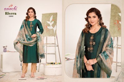 Aanchi Rivera Rangeela Silk Straight Cut Kurti Roman Silk Pant And Fancy Digital Dupatta Wholesale kurtis catalogs